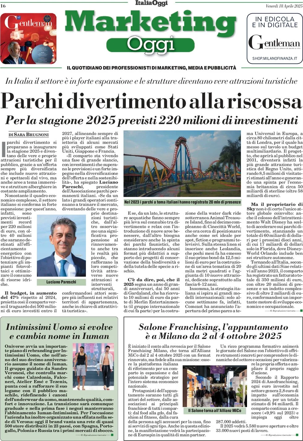 anteprima della prima pagina di Marketing Oggi