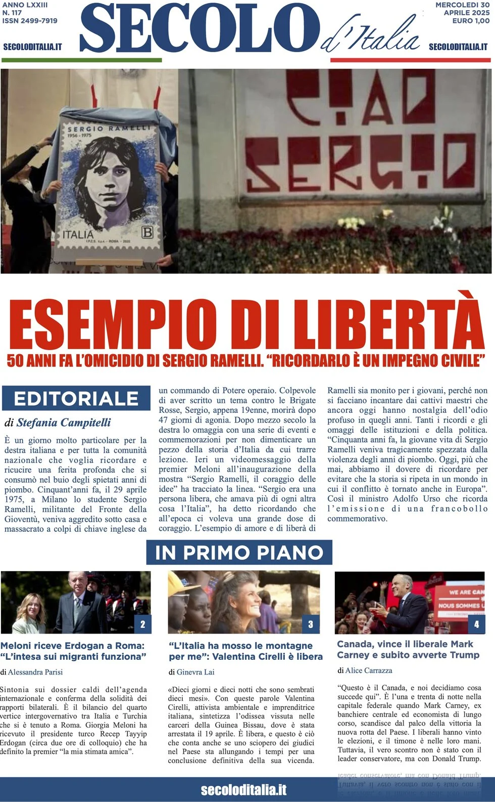 anteprima della prima pagina di Secolo d'Italia