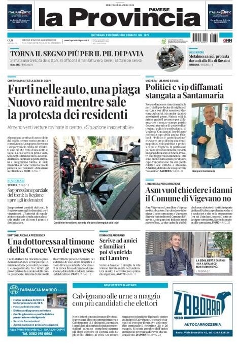 anteprima della prima pagina di La Provincia Pavese