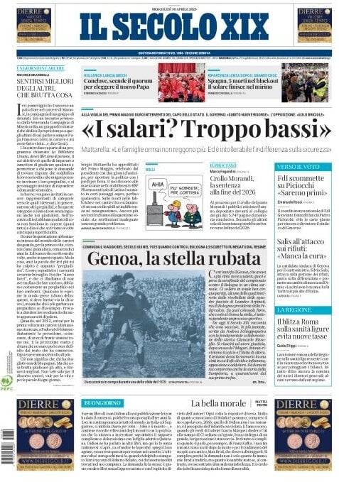 anteprima della prima pagina di Il Secolo XIX