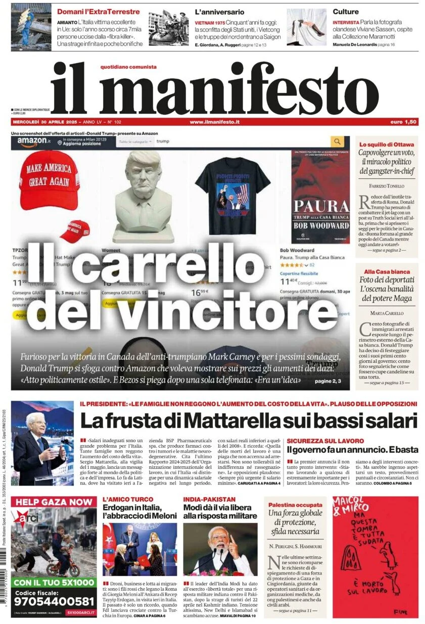 anteprima della prima pagina di Il Manifesto