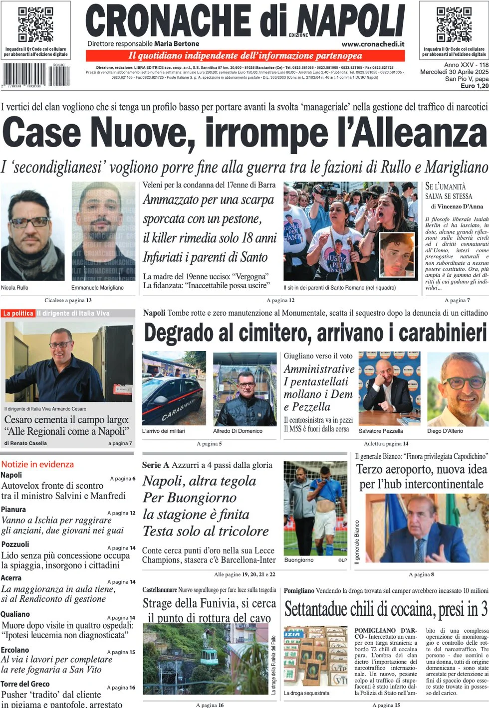 anteprima della prima pagina di Cronache di Napoli