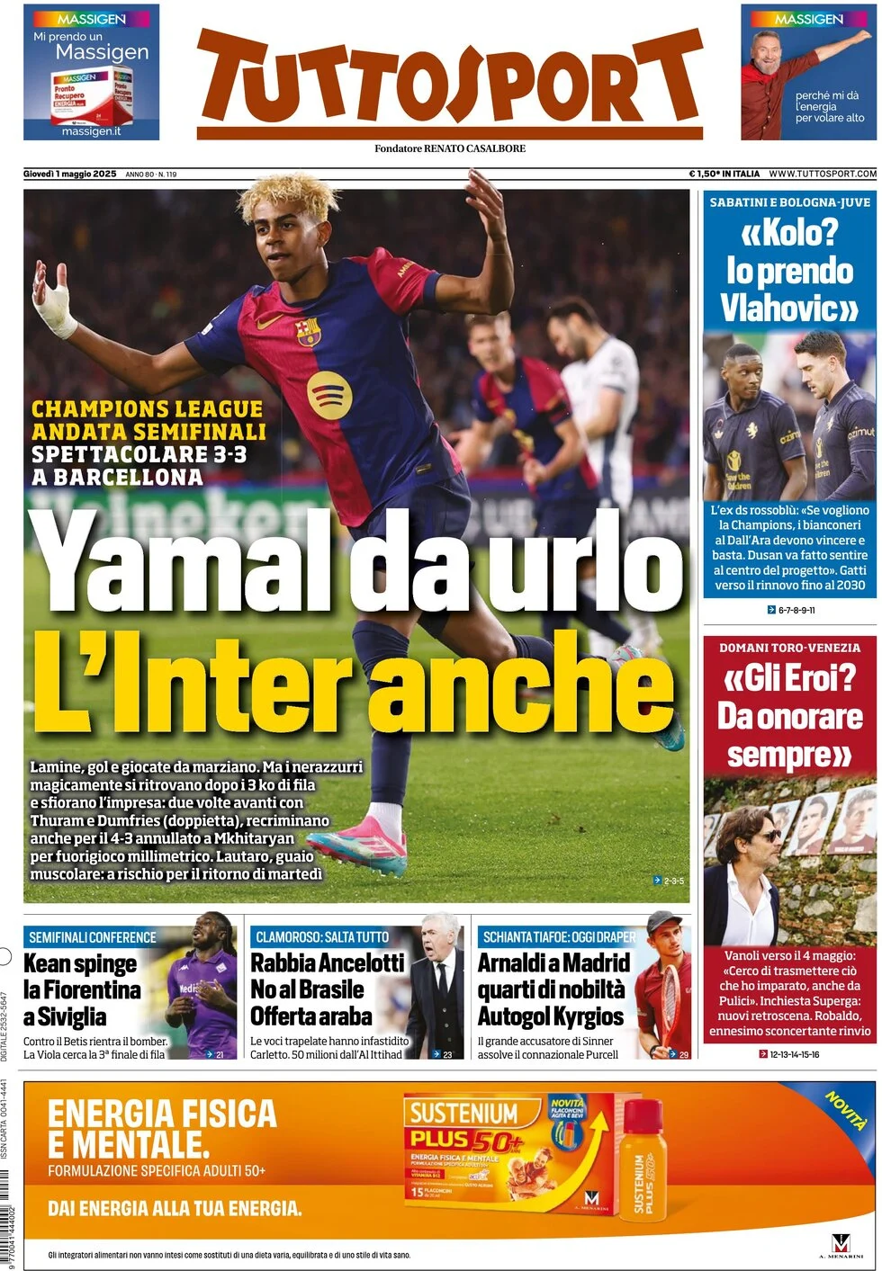 anteprima della prima pagina di Tuttosport