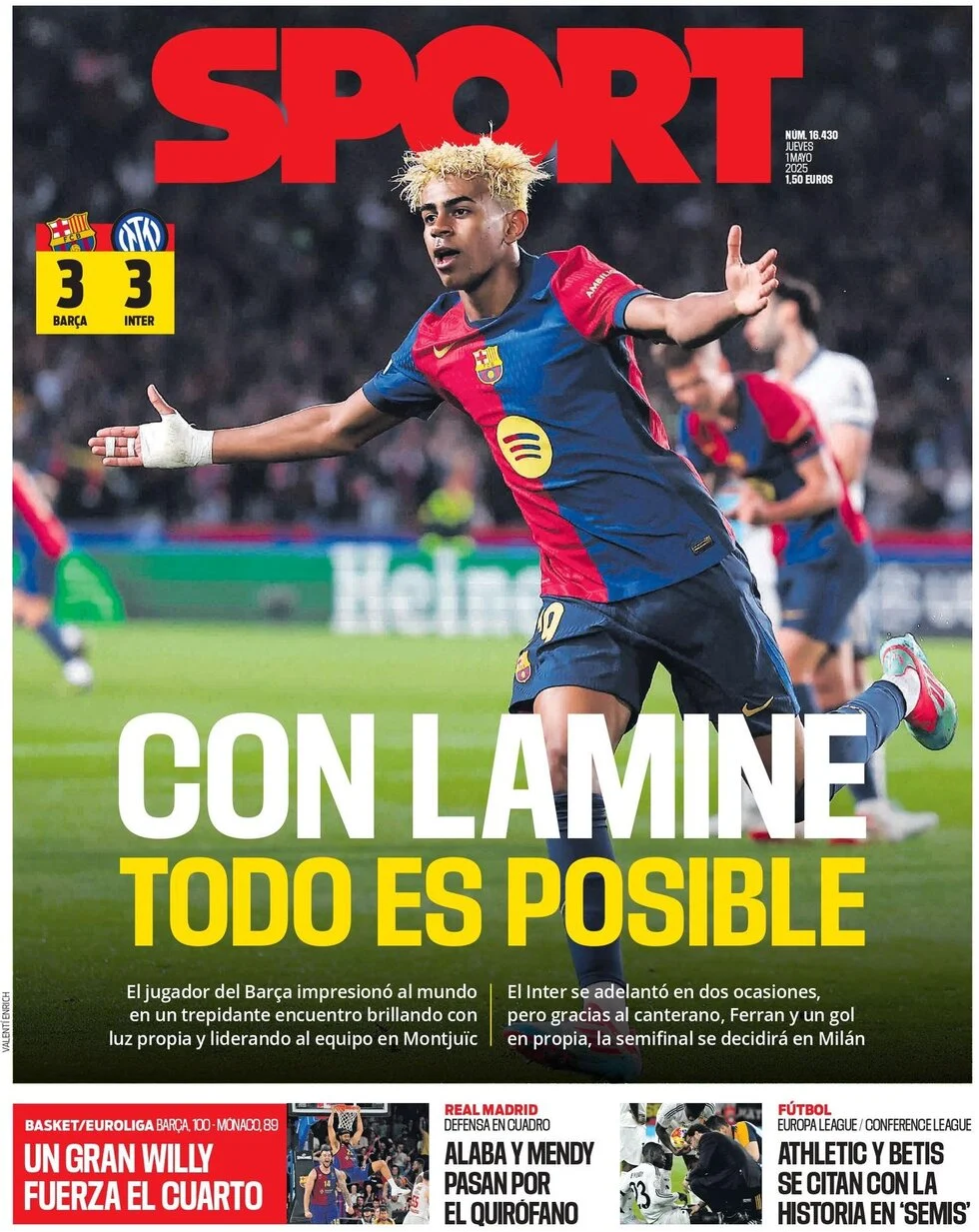 anteprima della prima pagina di SPORT (Barcelona)