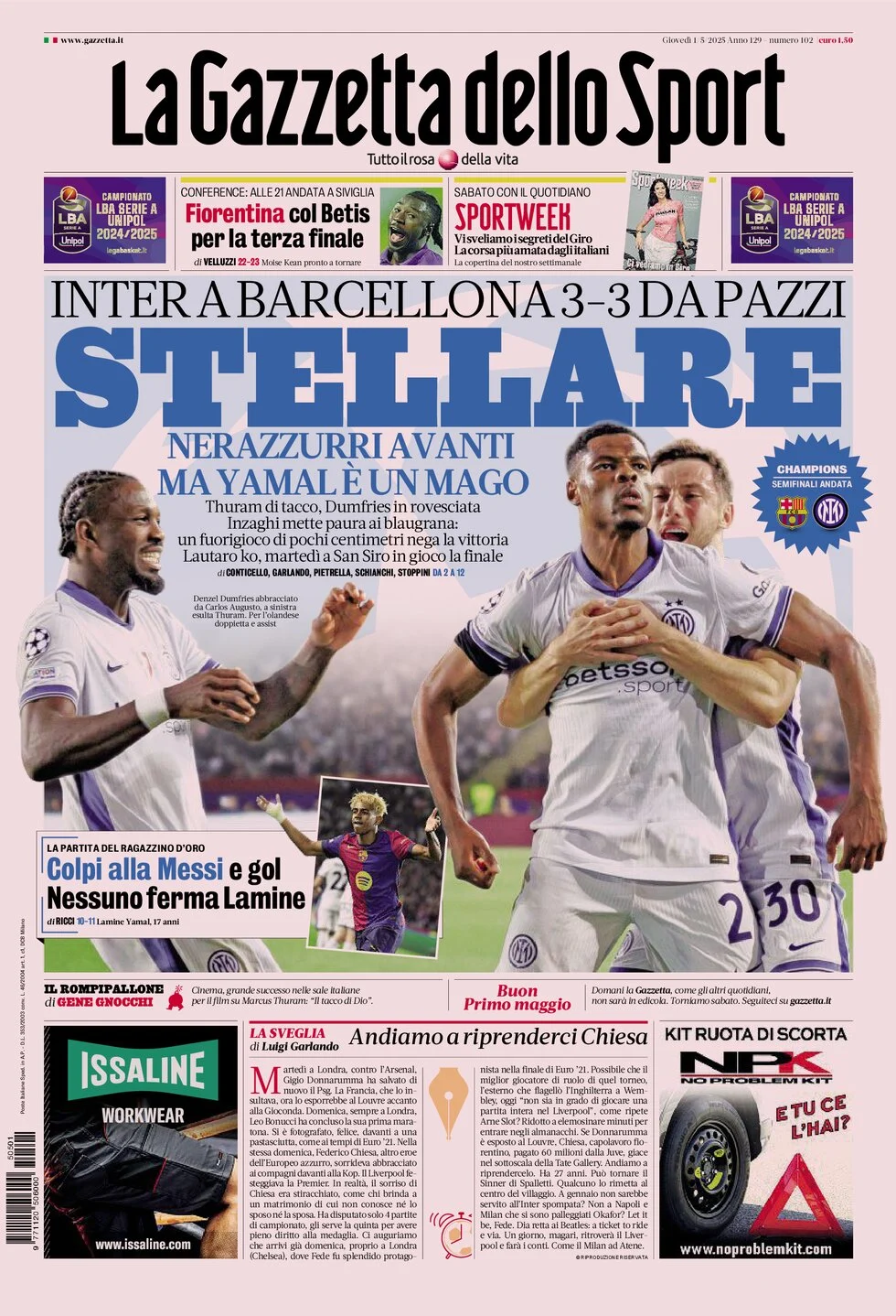 anteprima della prima pagina di La Gazzetta dello Sport