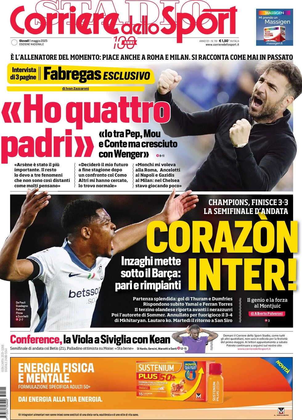 anteprima della prima pagina di Corriere dello Sport