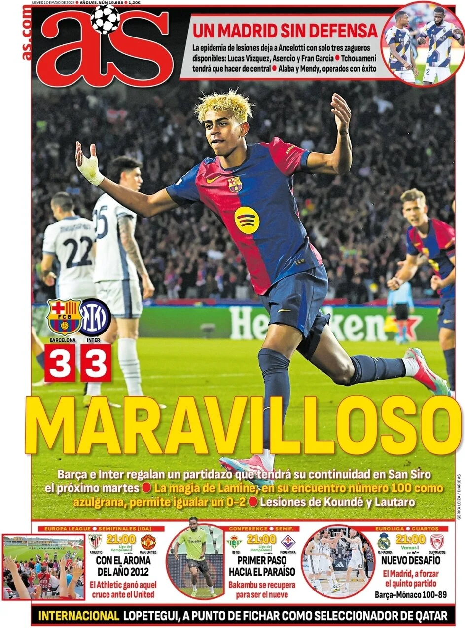 anteprima della prima pagina di AS (Madrid)