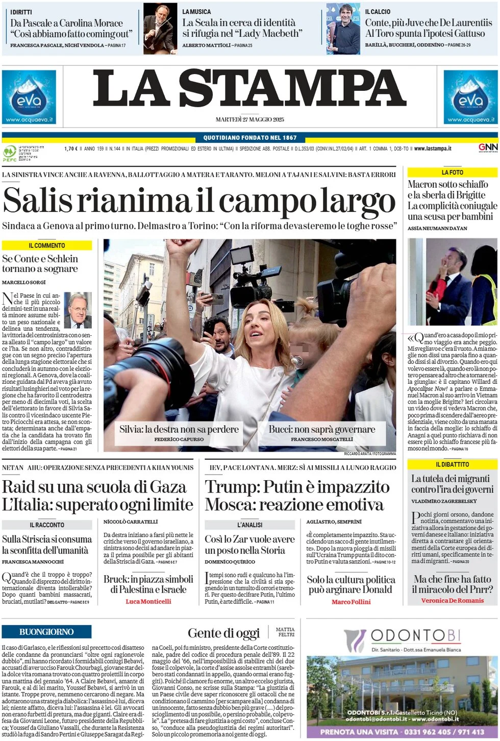 anteprima della prima pagina di la-stampa del 27/05/2025