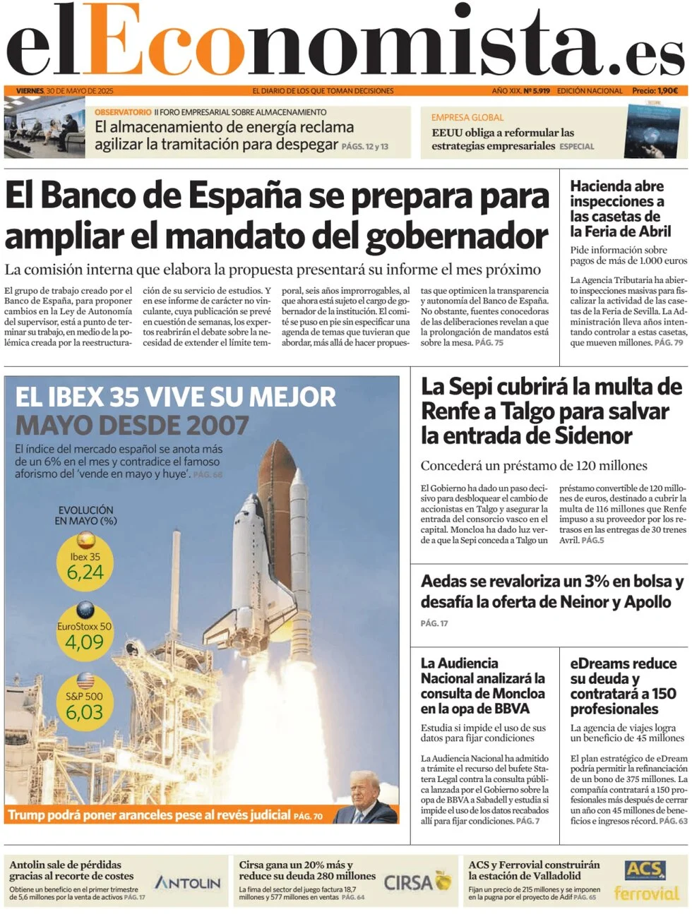 anteprima della prima pagina di el-economista del 30/05/2025