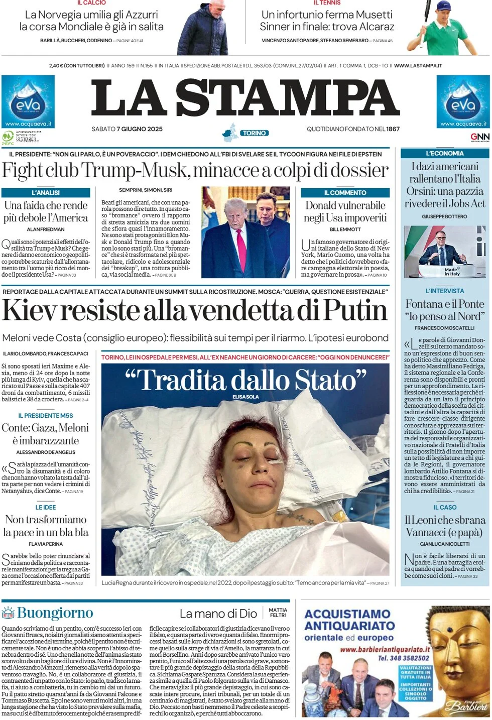 anteprima della prima pagina di la-stampa del 07/06/2025