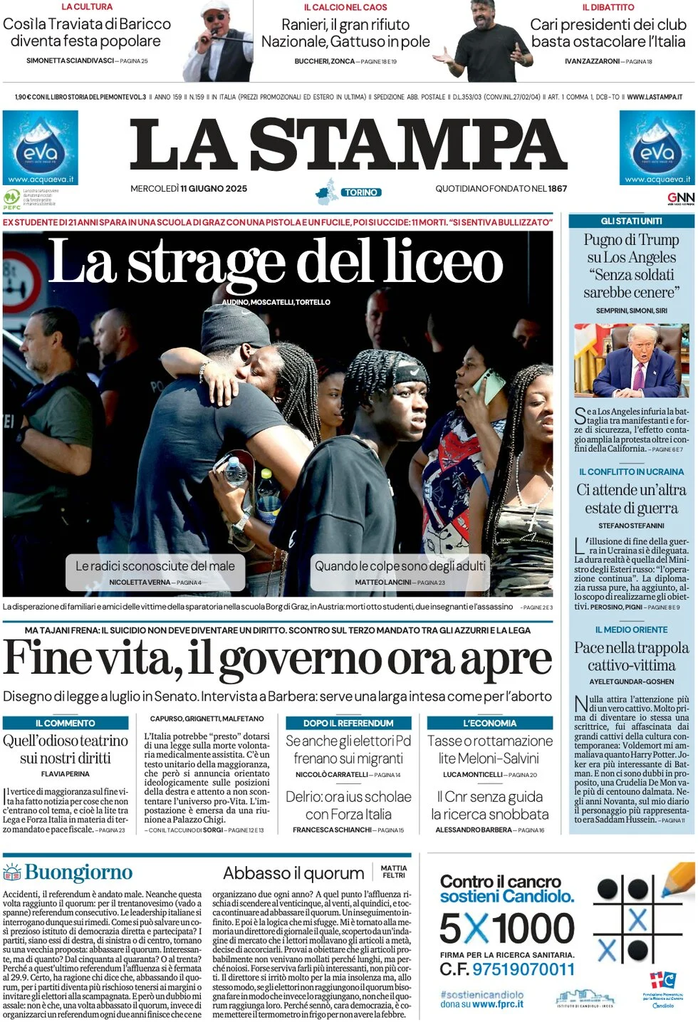 anteprima della prima pagina di la-stampa del 11/06/2025