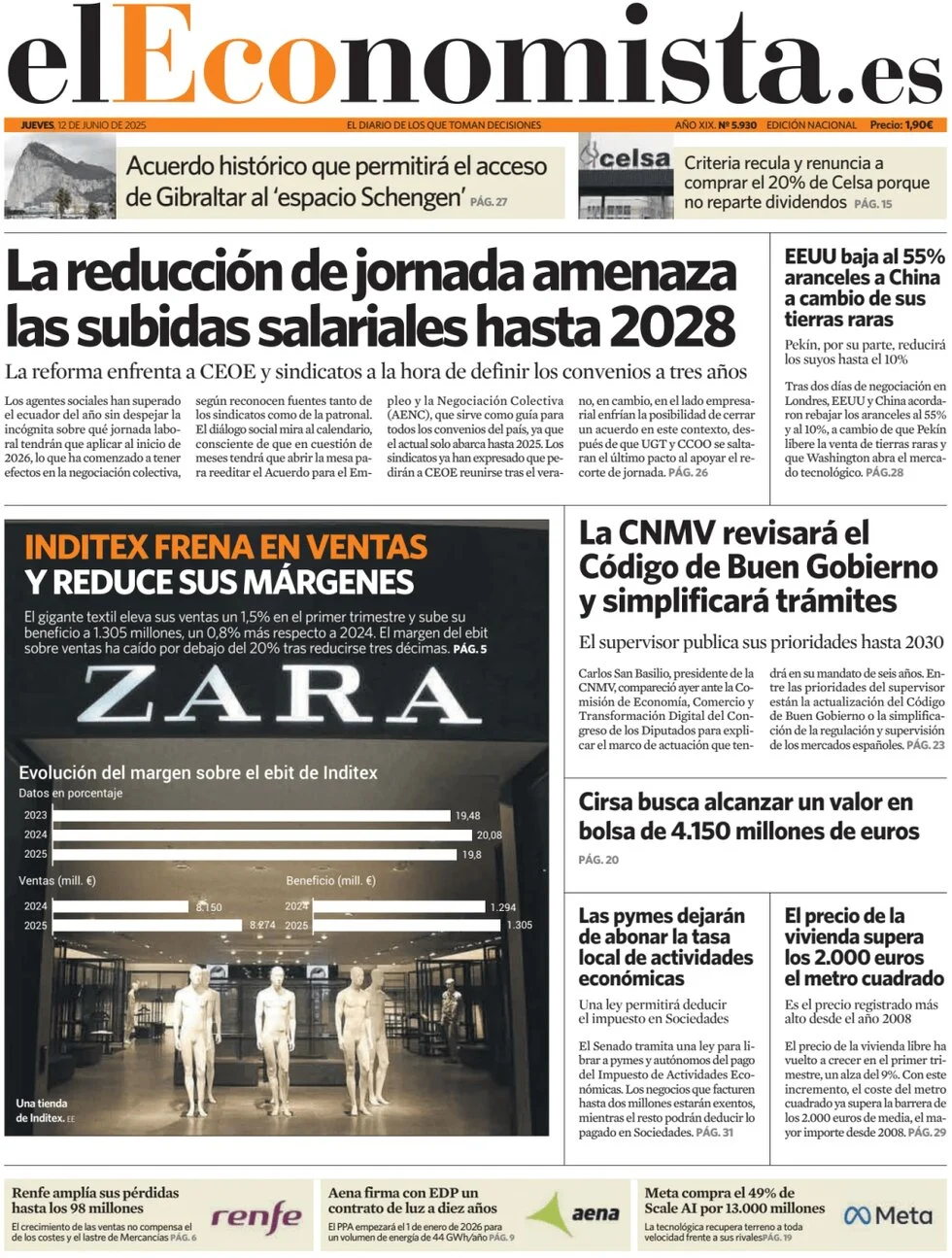 anteprima della prima pagina di el-economista del 12/06/2025