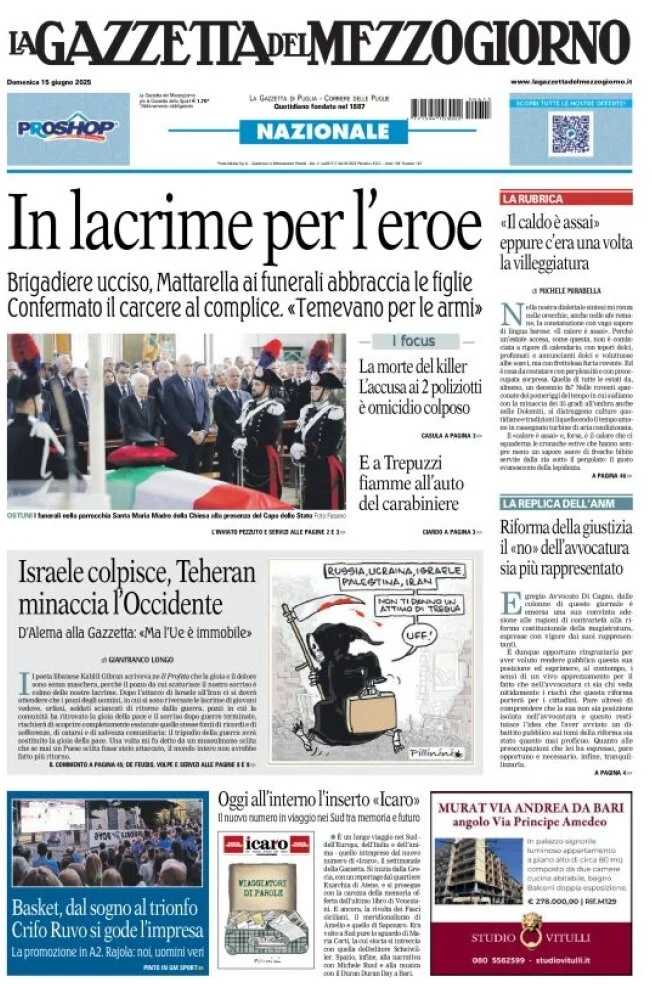 anteprima della prima pagina di La Gazzetta del Mezzogiorno (Bari)