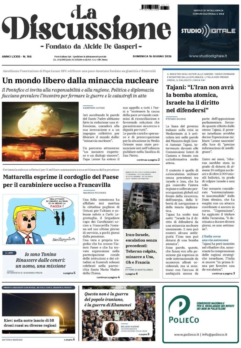 anteprima della prima pagina di La Discussione