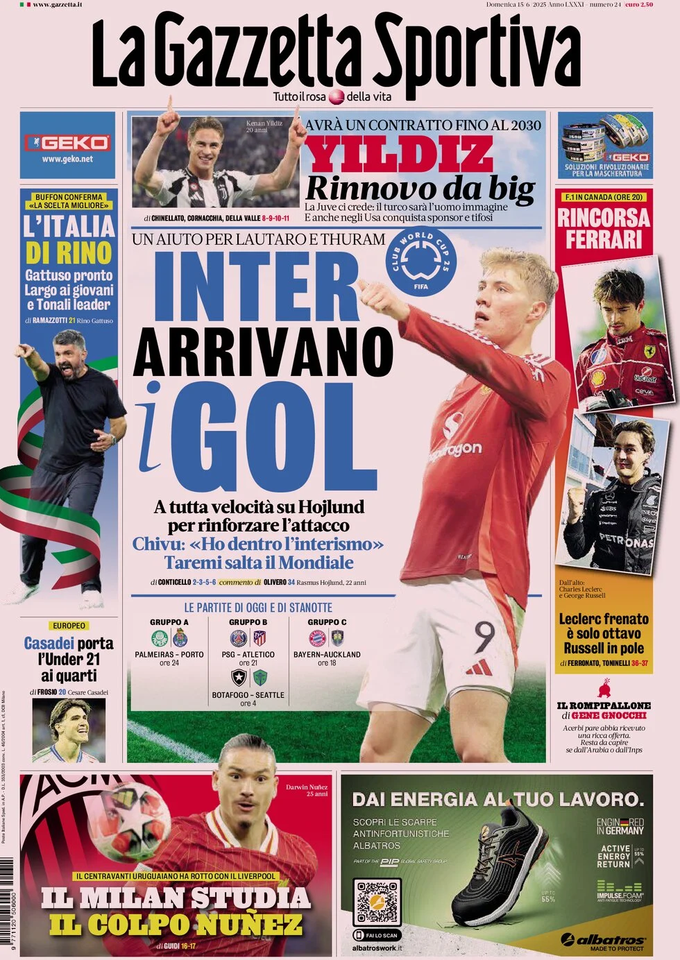 anteprima della prima pagina di La Gazzetta dello Sport
