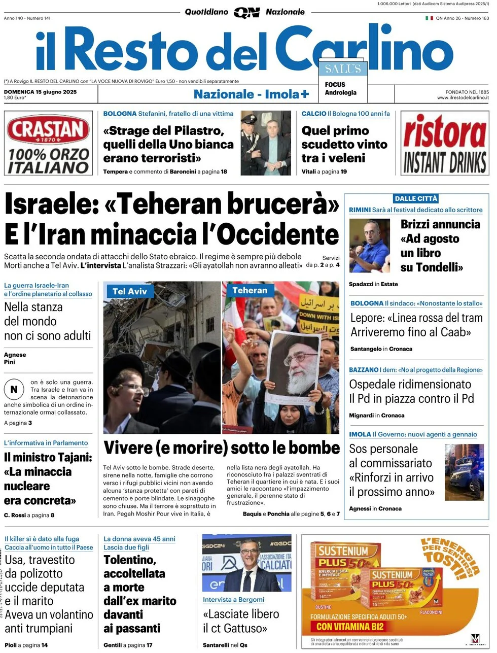 anteprima della prima pagina di Il Resto del Carlino