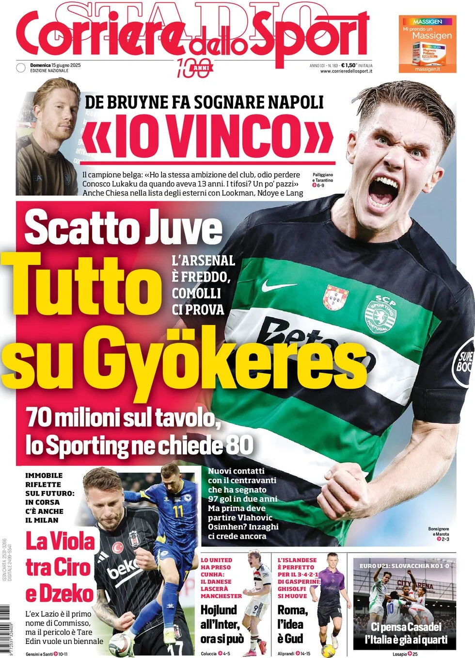 anteprima della prima pagina di Corriere dello Sport
