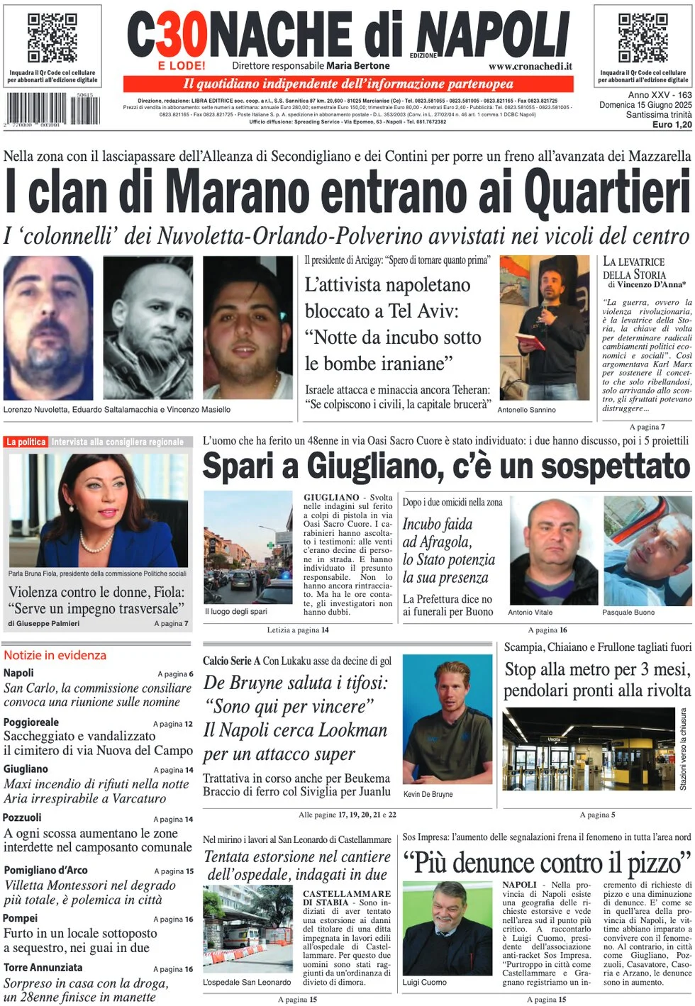 anteprima della prima pagina di Cronache di Napoli