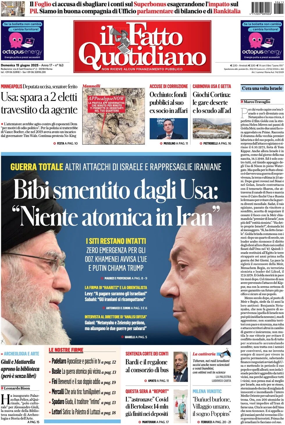 anteprima della prima pagina di Il Fatto Quotidiano
