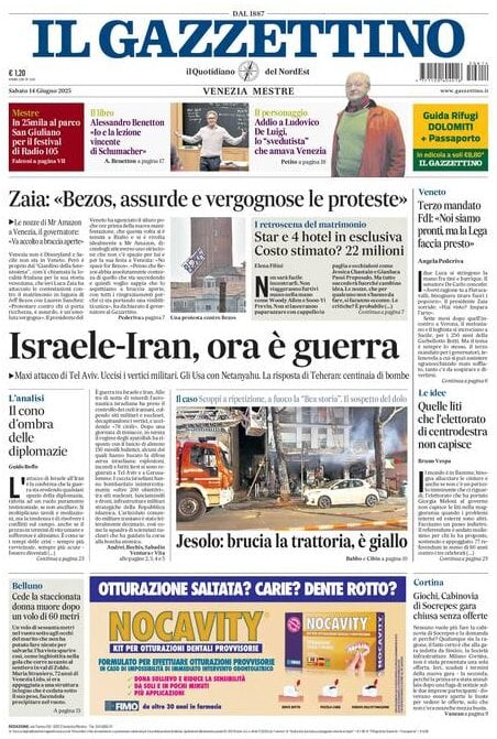 anteprima della prima pagina di Il Gazzettino