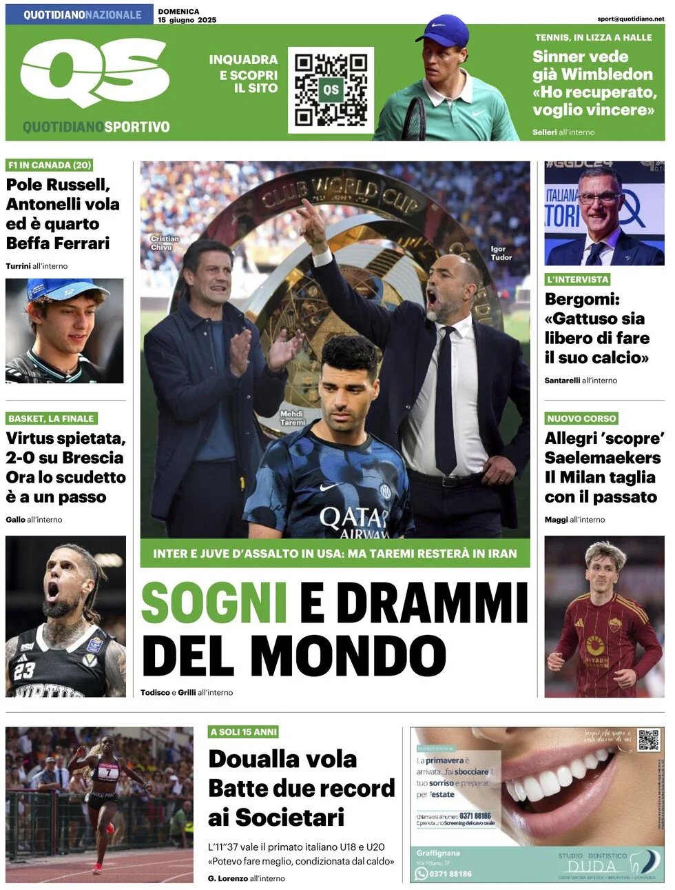 anteprima della prima pagina di QS Quotidiano Sportivo
