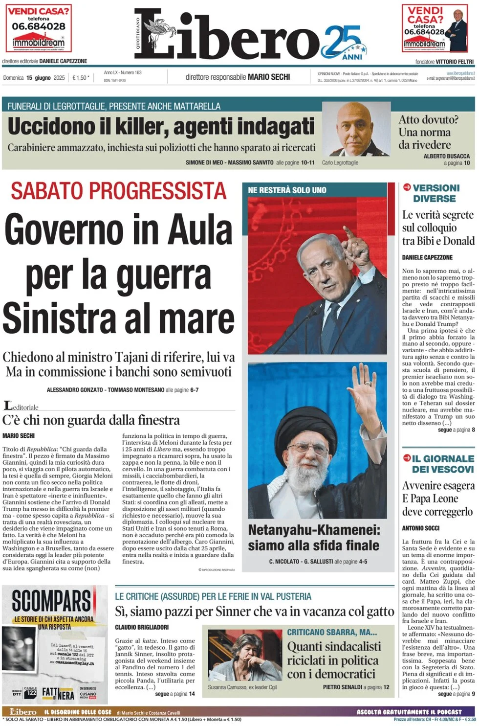 anteprima della prima pagina di Libero Quotidiano