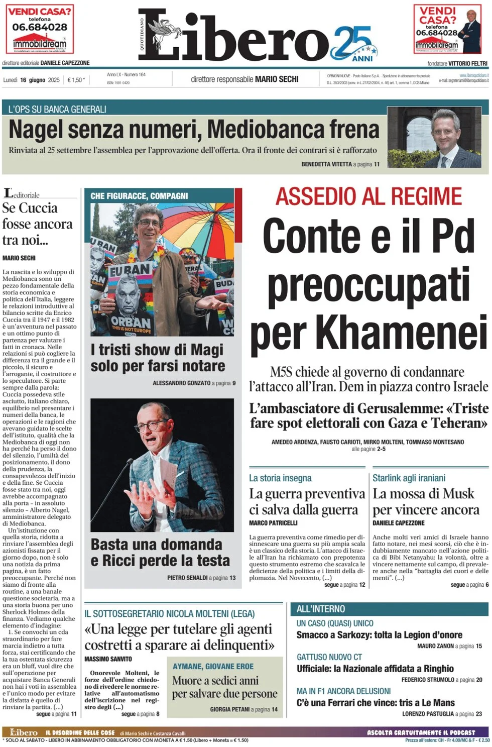 anteprima della prima pagina di Libero Quotidiano