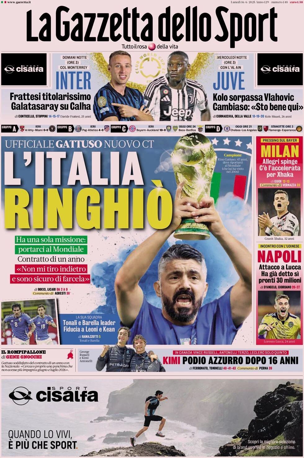 anteprima della prima pagina di La Gazzetta dello Sport