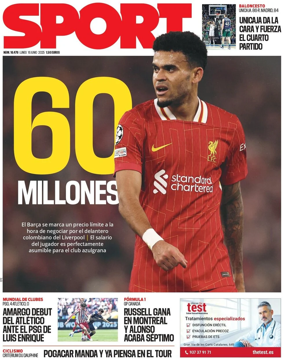 anteprima della prima pagina di SPORT (Barcelona)