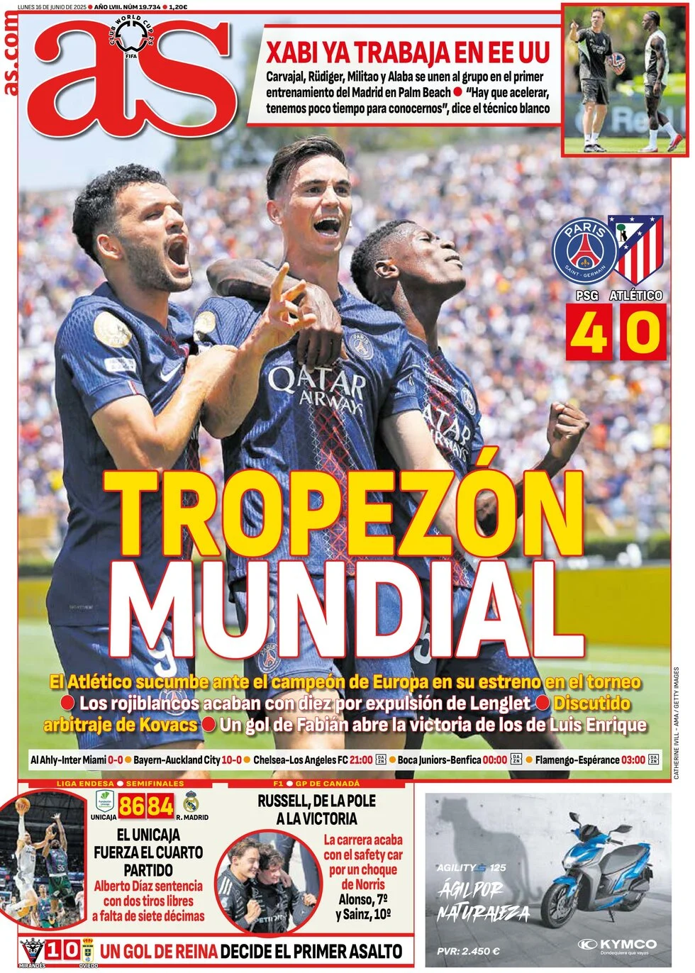anteprima della prima pagina di AS (Madrid)