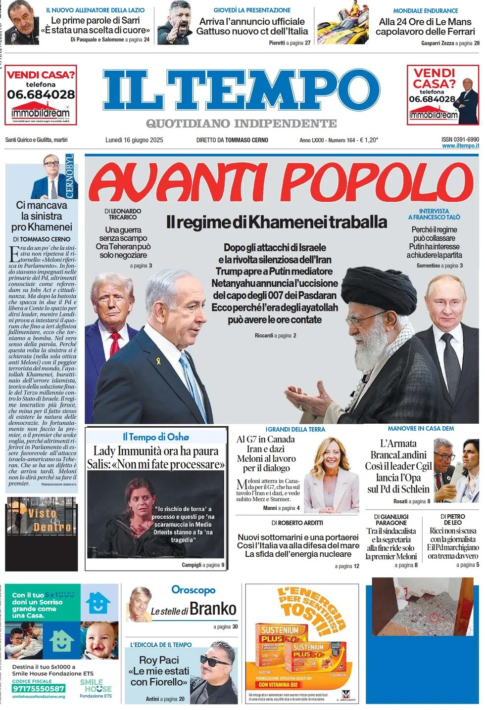 anteprima della prima pagina di Il Tempo
