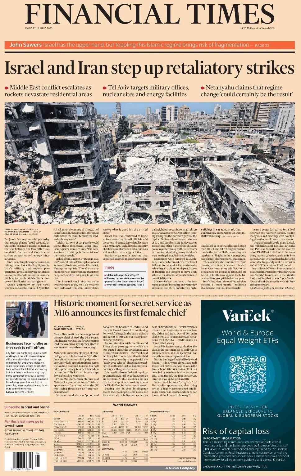 anteprima della prima pagina di Financial Times