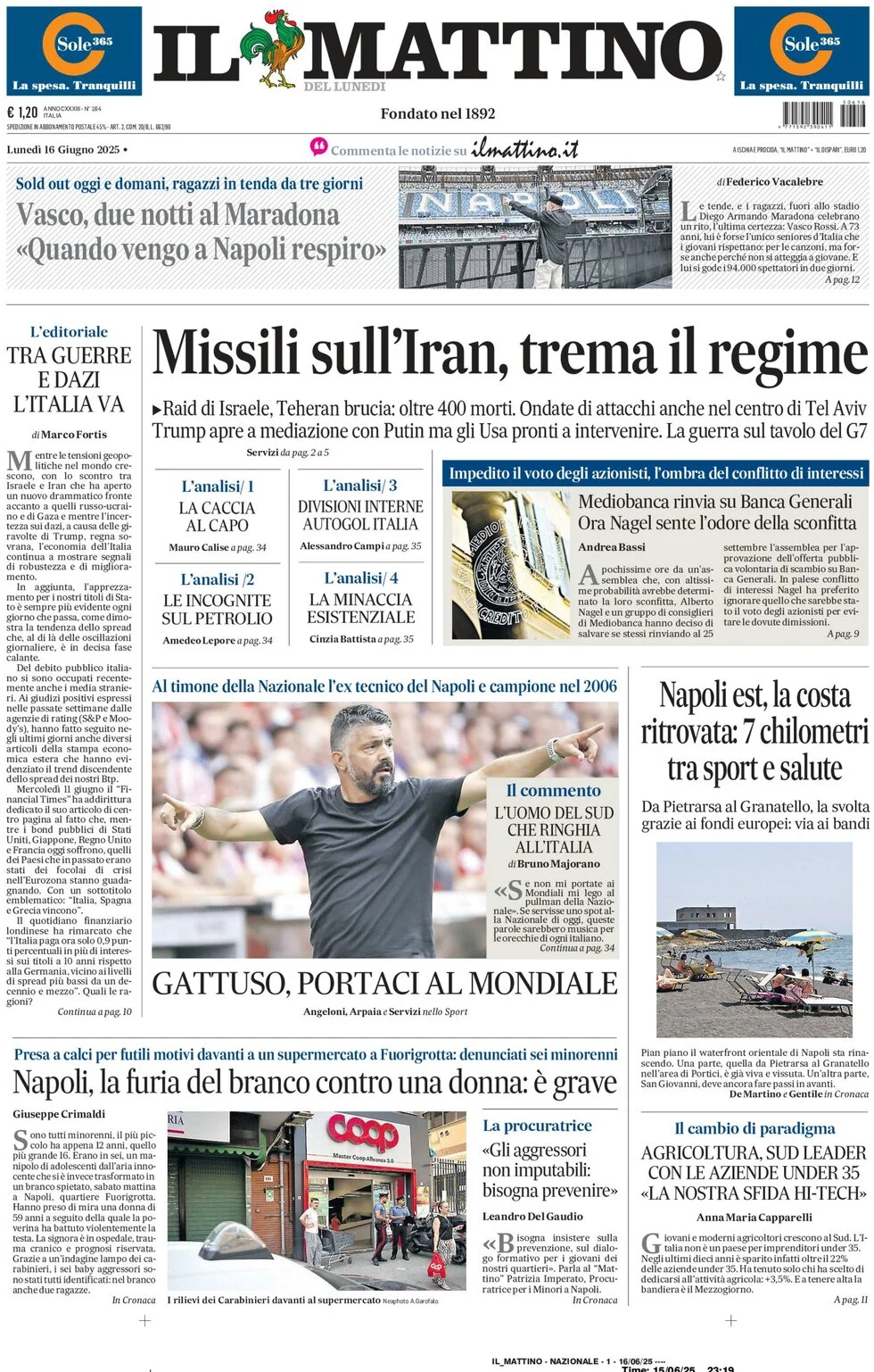 anteprima della prima pagina di Il Mattino