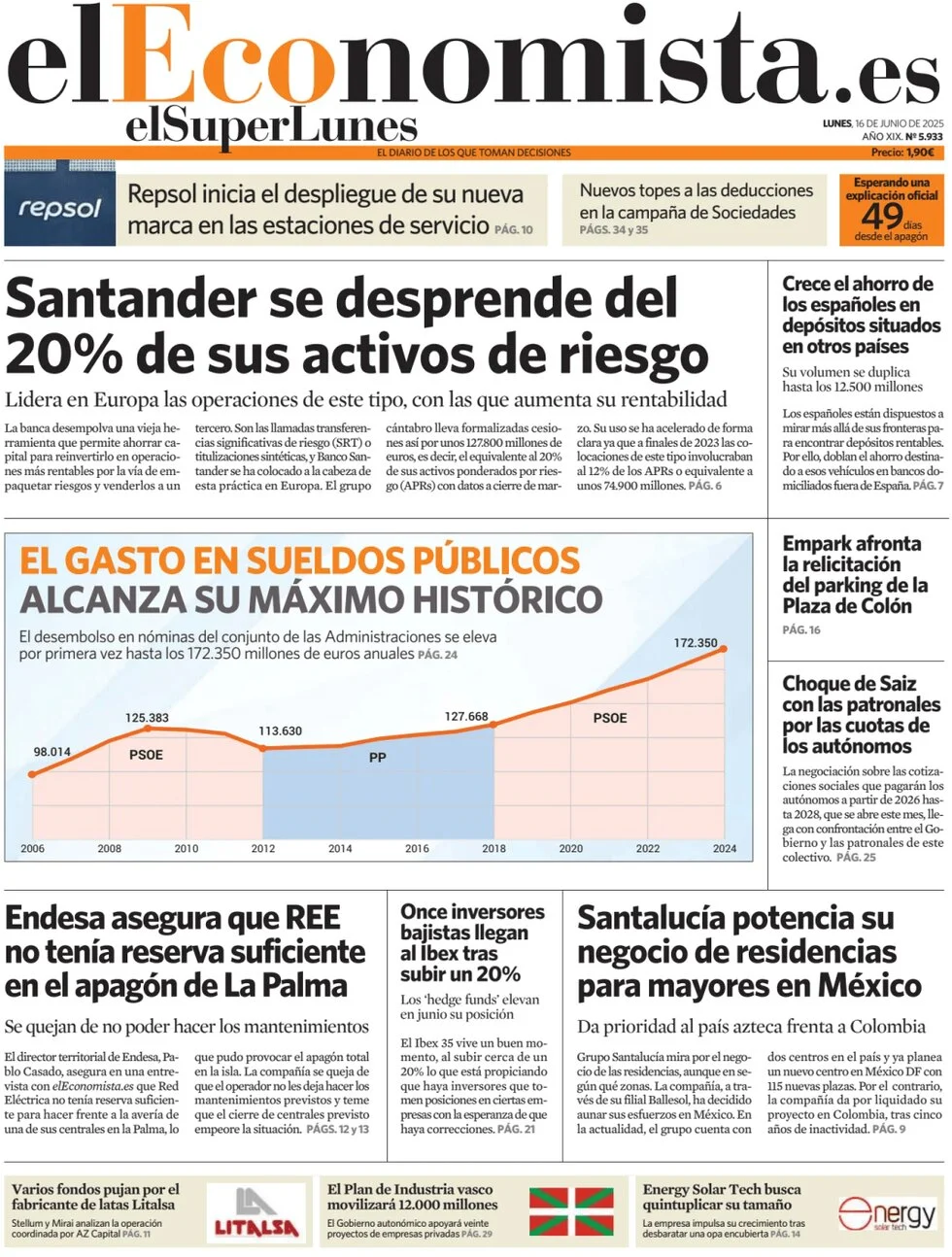 anteprima della prima pagina di El Economista
