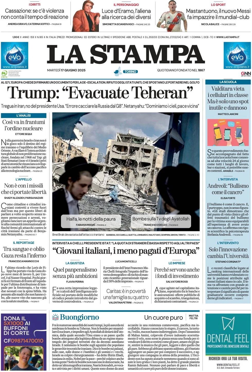 anteprima della prima pagina di La Stampa