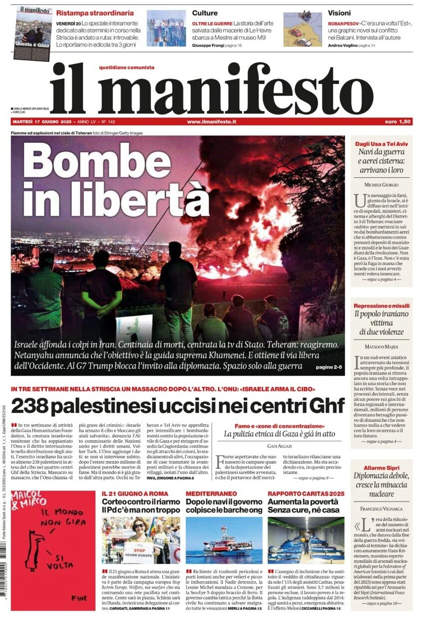 anteprima della prima pagina di Il Manifesto