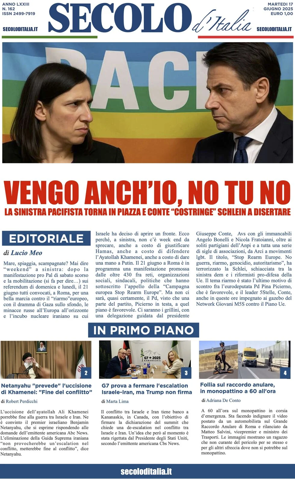 anteprima della prima pagina di Secolo d'Italia