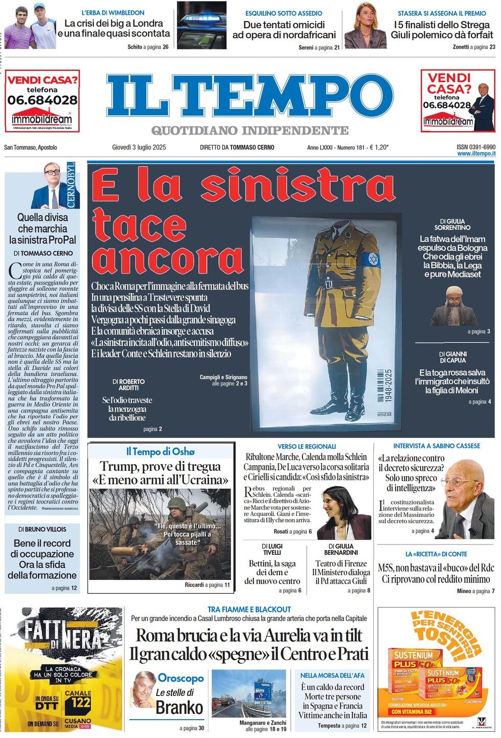 anteprima della prima pagina di il-tempo del 03/07/2025