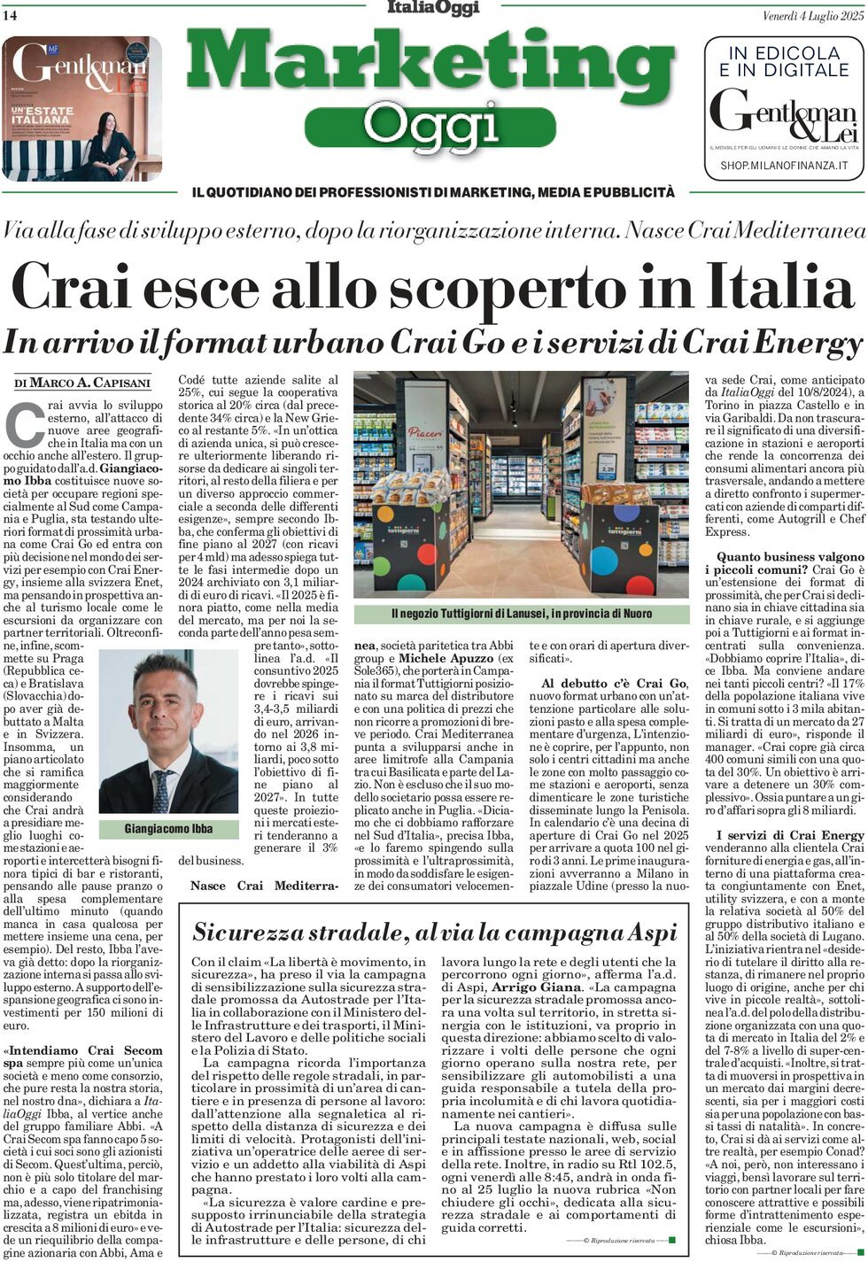 anteprima della prima pagina di marketing-oggi del 04/07/2025