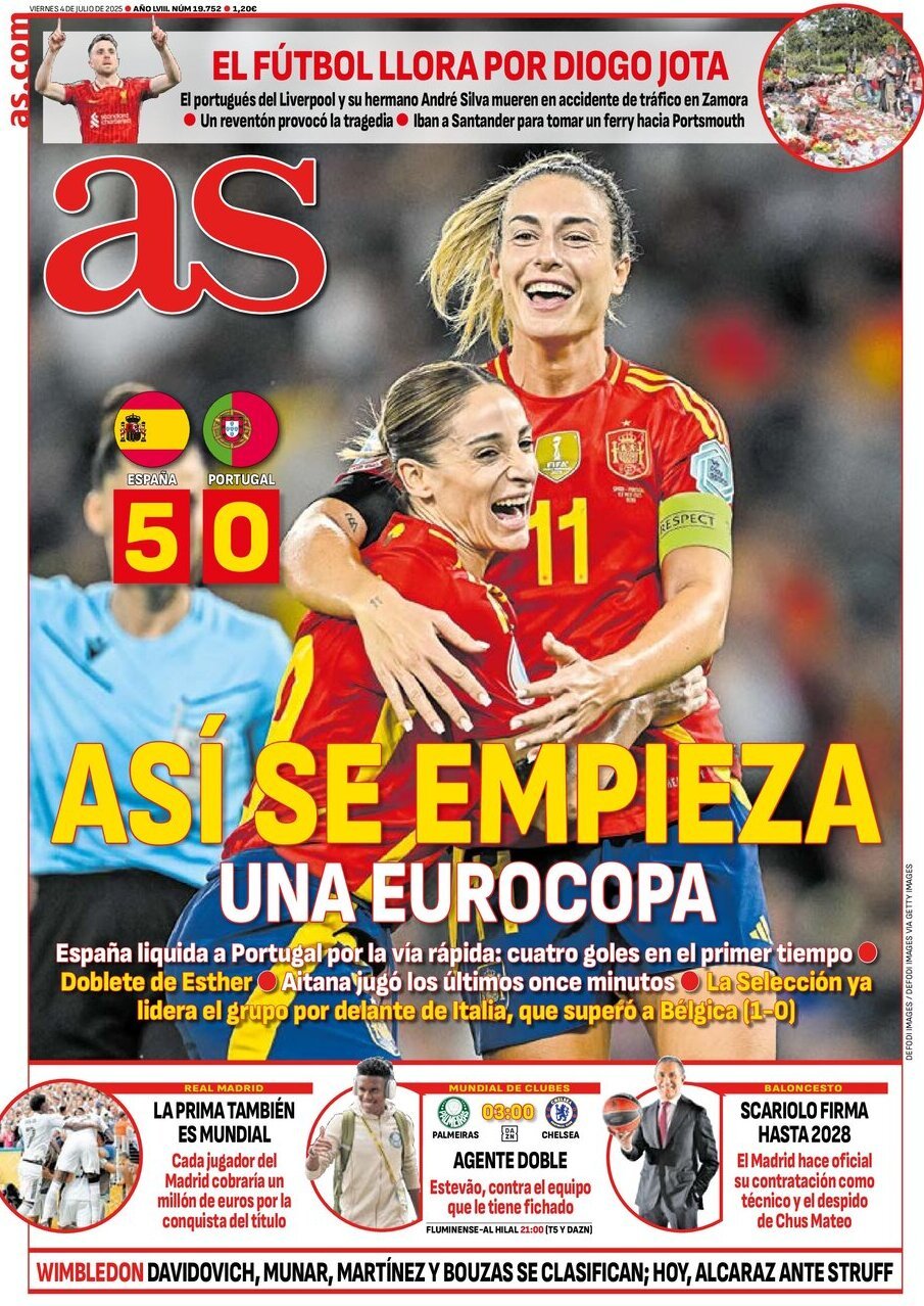 anteprima della prima pagina di AS (Madrid)