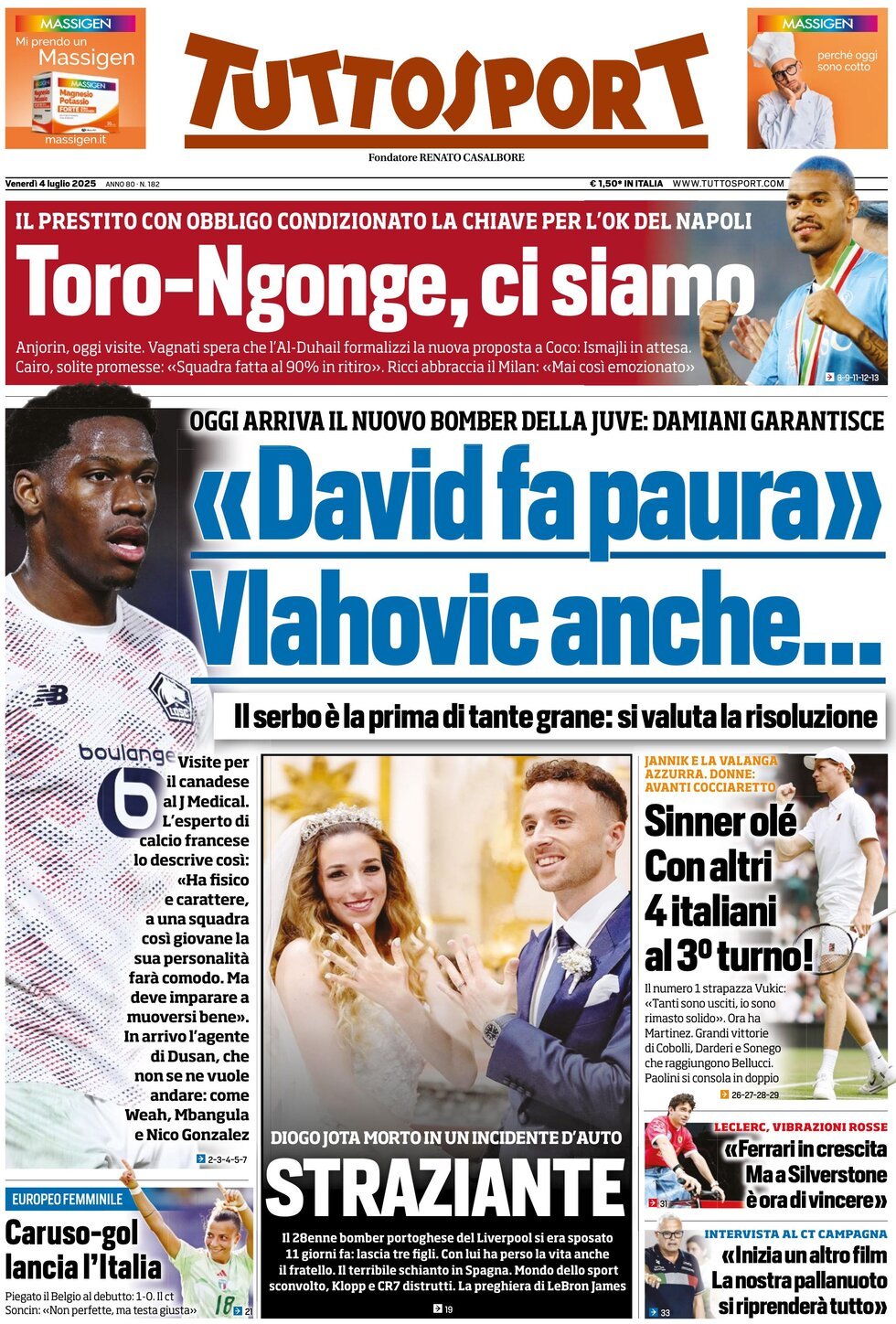 anteprima della prima pagina di Tuttosport