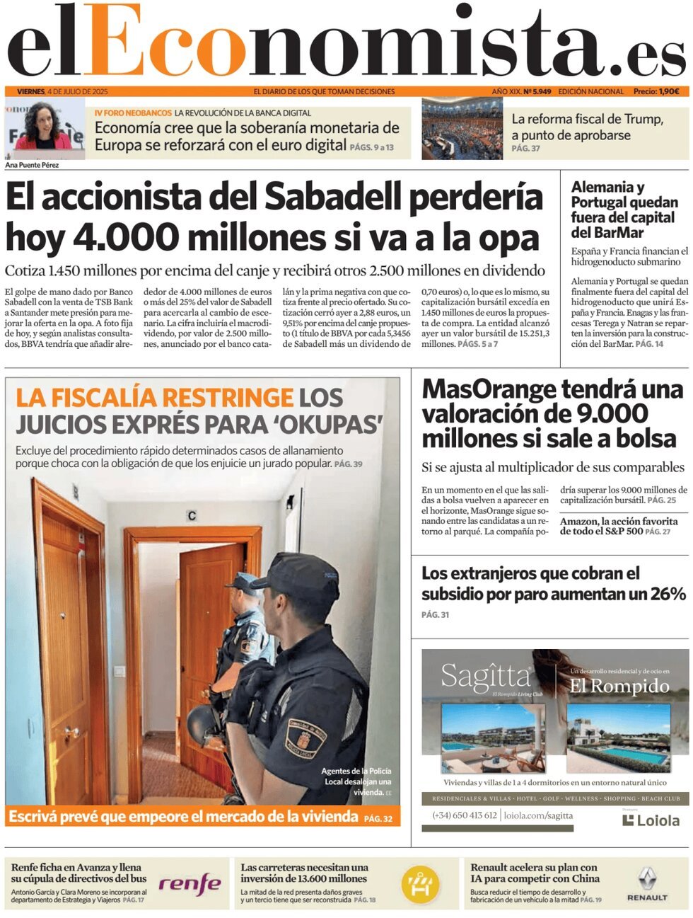 anteprima della prima pagina di el-economista del 04/07/2025