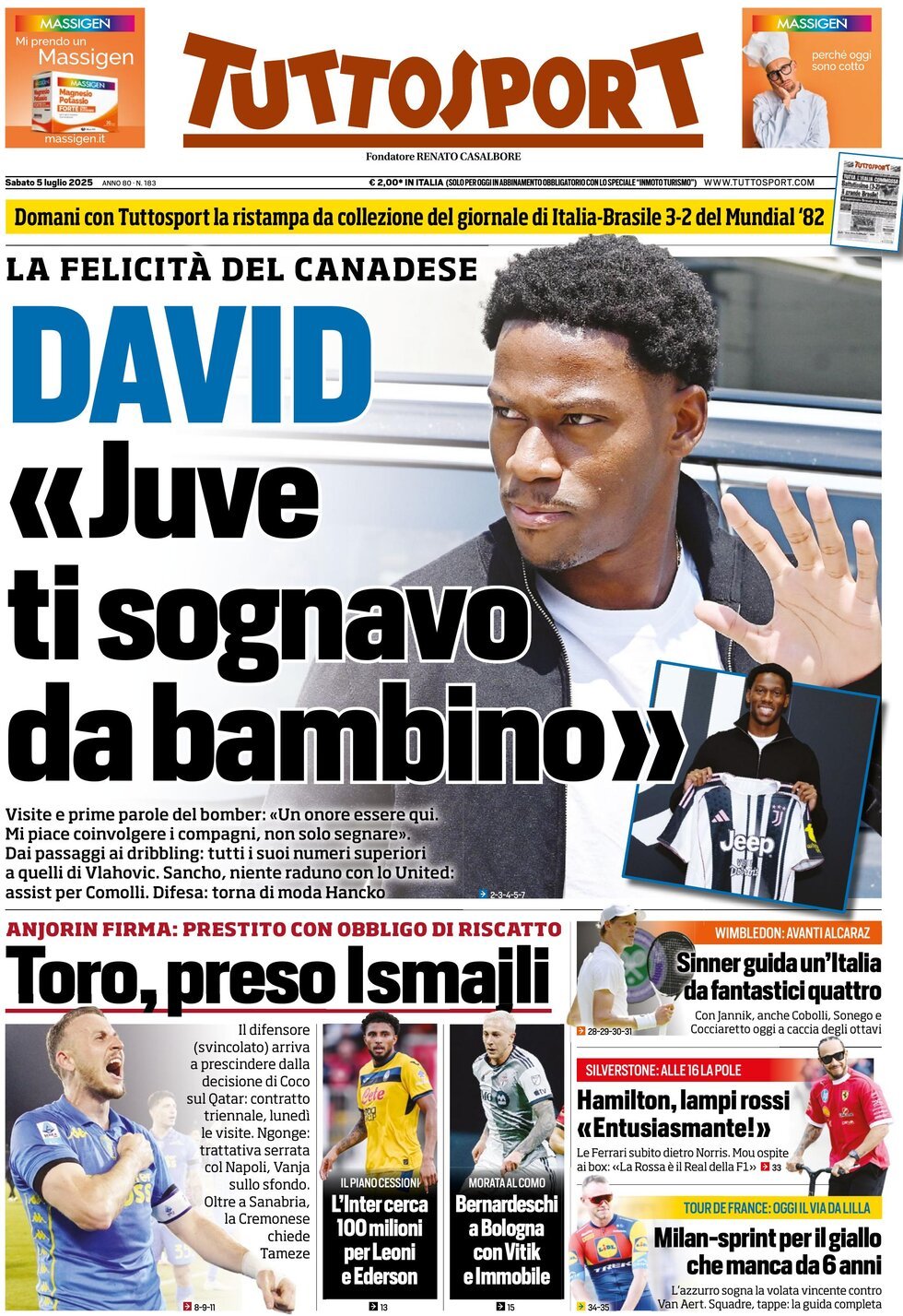 prima pagina - Tuttosport del 05/07/2025