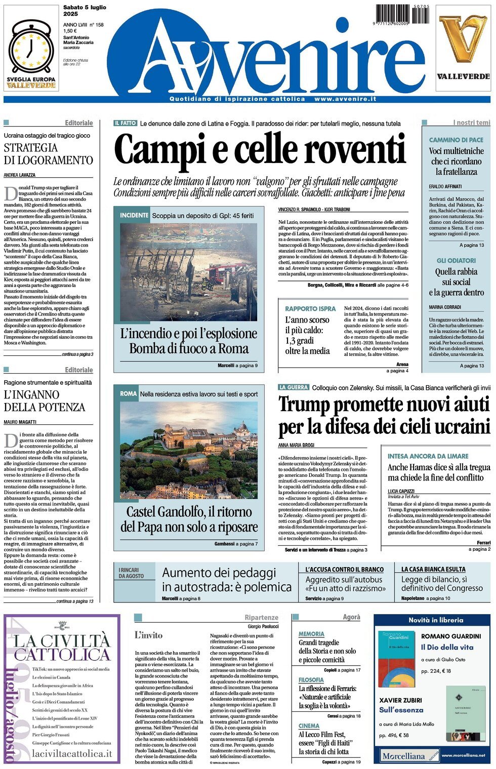 anteprima della prima pagina di Avvenire