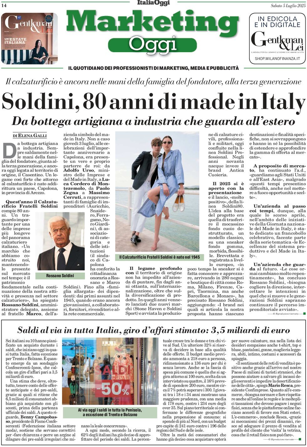 anteprima della prima pagina di marketing-oggi del 05/07/2025