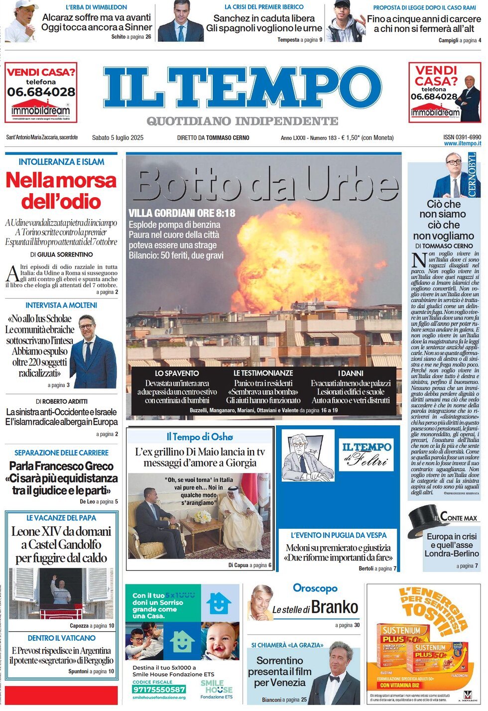 anteprima della prima pagina di Il Tempo