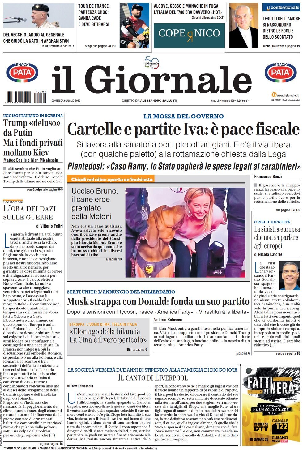 anteprima della prima pagina di il-giornale del 06/07/2025