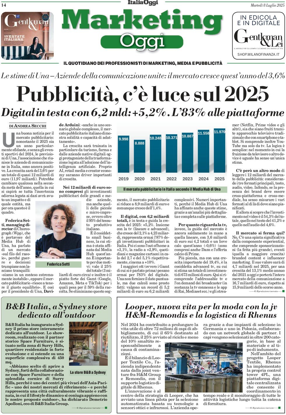 anteprima della prima pagina di marketing-oggi del 08/07/2025
