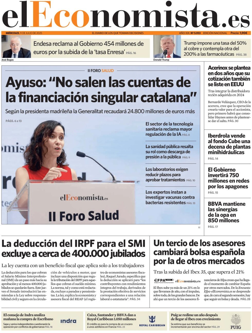 anteprima della prima pagina di el-economista del 09/07/2025