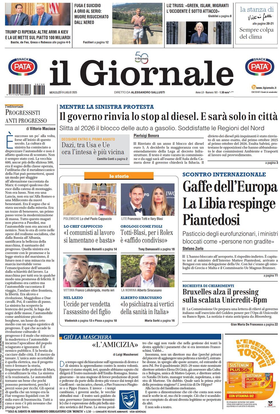 anteprima della prima pagina di il-giornale del 09/07/2025